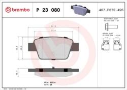 BREMBO fékbetét készlet, tárcsafék P23 080