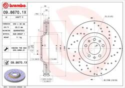 BREMBO féktárcsa perforált/belső hűtéses Ø330mm 09.8670. 1X