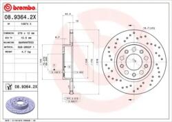 BREMBO féktárcsa perforált Ø278mm 08.9364. 2X