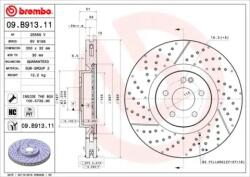 BREMBO Féktárcsa hornyolt/perforált Ø350mm 09. B913.11