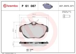 BREMBO fékbetét készlet, tárcsafék P61 087