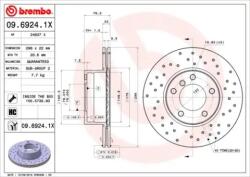 BREMBO féktárcsa perforált/belső hűtéses Ø296mm 09.6924. 1X