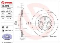 BREMBO Féktárcsa szellőző Ø326mm 09. B312.11