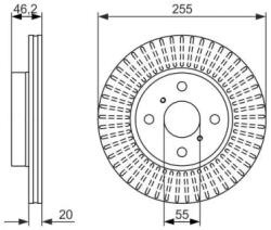 Bosch szellőző féktárcsa Ø255mm 0 986 479 616