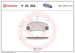 BREMBO fékbetét készlet, tárcsafék P23 032