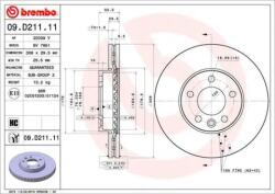 BREMBO féktárcsa belső hűtés Ø308mm 09. D211.11