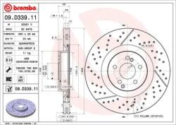 BREMBO Féktárcsa hornyolt/perforált Ø360mm 09. D339.11