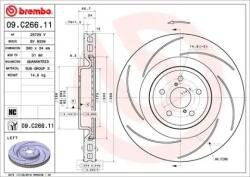 BREMBO Féktárcsa hornyolt Ø380mm 09. C266.11