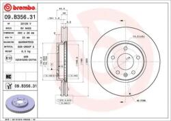 BREMBO Féktárcsa belső hűtéses Ø300mm 09. B356.31