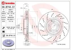 BREMBO fékkorong lyukasztás/belső hűtött Ø322 mm 09. B742.51