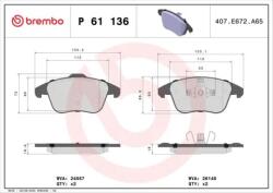 BREMBO fékbetét készlet, tárcsafék P61 136
