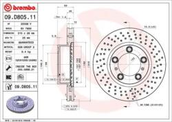 BREMBO fékkorong lyukasztás/belső hűtött Ø315mm 09. D805.11