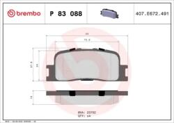 BREMBO fékbetét készlet, tárcsafék P83 088