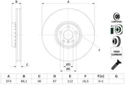 Bosch Féktárcsa Féktárcsa kétrészes Ø374mm 0 986 479 F54