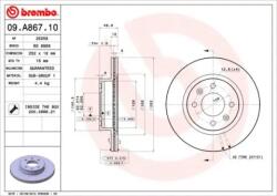 BREMBO Féktárcsa szellőző Ø252mm 09. A867.10