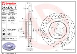 BREMBO Féktárcsa hornyolt/perforált Ø330mm 09. A326.11