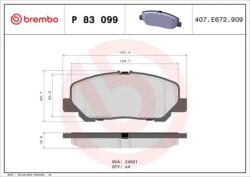 BREMBO fékbetét készlet, tárcsafék P83 099