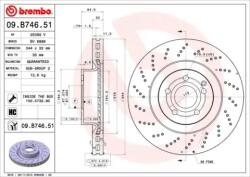 BREMBO fékkorong lyukasztás/belső hűtött Ø344mm 09. B746.51