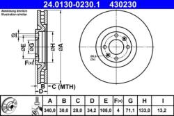 ATE Féktárcsa szellőző Ø340mm 24.0130-0230.1