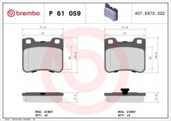 BREMBO fékbetét készlet, tárcsafék P61 059