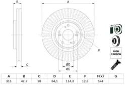 Bosch szellőző féktárcsa Ø315mm 0 986 479 F12