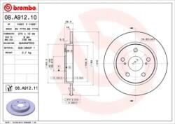 BREMBO Féktárcsa tömör Ø270mm 08. A912.11