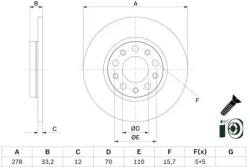 Bosch Féktárcsa tömör Ø278mm 0 986 479 G21