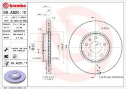BREMBO Féktárcsa szellőző Ø314mm 09. A820.11