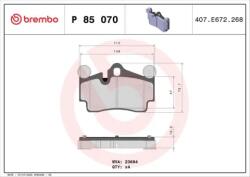 BREMBO fékbetét készlet, tárcsafék P85 070