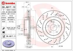 BREMBO fékkorong lyukasztás/belső hűtött Ø350mm 09. A817.11
