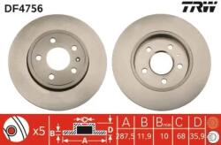 TRW Féktárcsa tömör Ø288mm DF4756