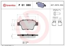 BREMBO fékbetét készlet, tárcsafék P61 080