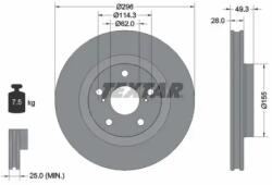 TEXTAR Féktárcsa szellőző Ø296mm 92168803