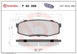 BREMBO fékbetét készlet, tárcsafék P83 098