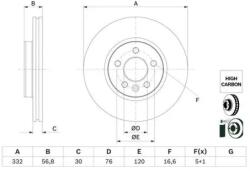 Bosch szellőző féktárcsa Ø332mm 0 986 479 F04