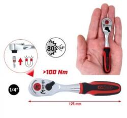 KS TOOLS - Monster racsnis hajtókar, kapcsolókarral, 80 fogas, 1/4", 125mm