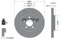 TEXTAR Féktárcsa szellőző Ø280mm 92082305
