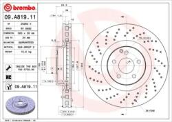 BREMBO fékkorong lyukasztás/belső hűtött Ø360mm 09. A819.11