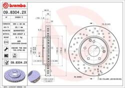 BREMBO féktárcsa perforált/belső hűtéses Ø300mm 09.8304. 2X