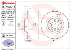 BREMBO Féktárcsa tömör Ø290mm 08. A456.11