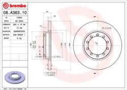 BREMBO Féktárcsa tömör Ø284mm 08. A363.10