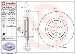 BREMBO féktárcsa belső hűtéses Ø345mm 09. N316.21