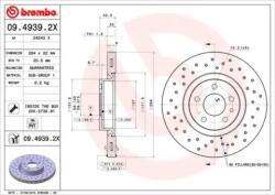 BREMBO fékkorong lyukasztás/belső hűtött Ø284mm 09.4939. 2X