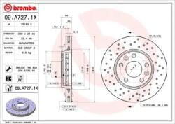 BREMBO fékkorong lyukasztás/belső hűtött Ø280 mm 09. A727.1X