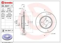 BREMBO Féktárcsa szellőző Ø252mm 09. D247.11