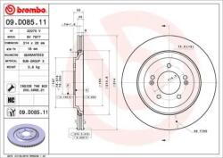 BREMBO Féktárcsa belső hűtéses Ø314mm 09. D085.11