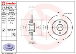 BREMBO Féktárcsa tömör Ø244mm 08. D205.17