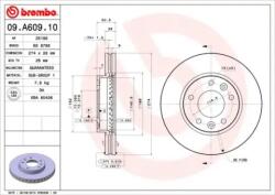 BREMBO Féktárcsa szellőző Ø274mm 09. A609.10