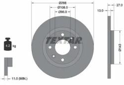 TEXTAR Féktárcsa tömör Ø266mm 92089103