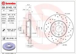 BREMBO fékkorong lyukasztás/belső hűtött Ø288 mm 09.9145. 1x